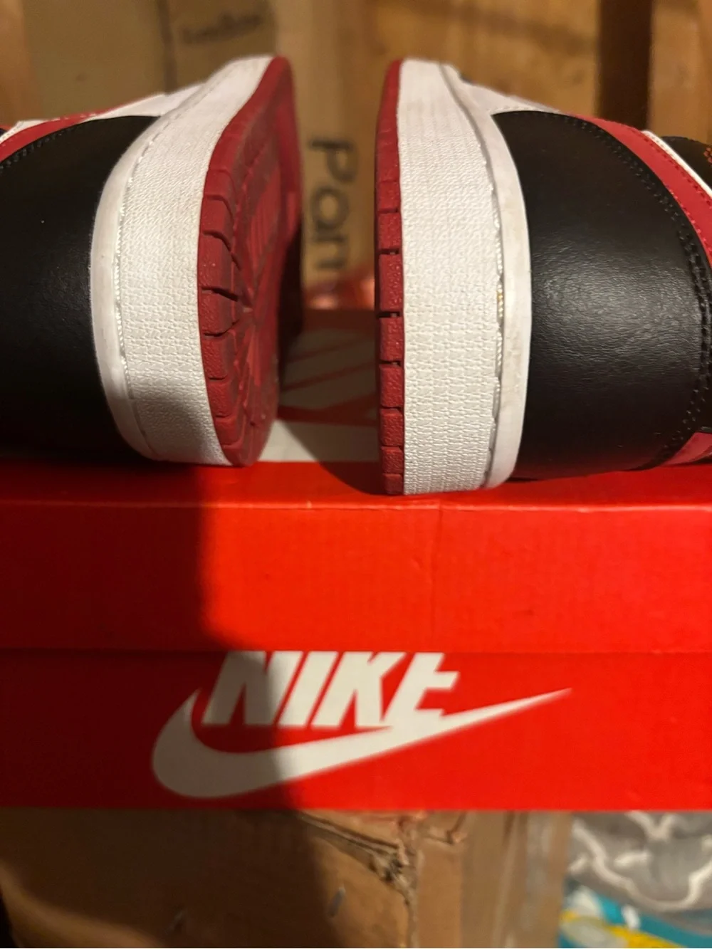 Nike Men's Mid-Top Sneakers in White, Black & Red
